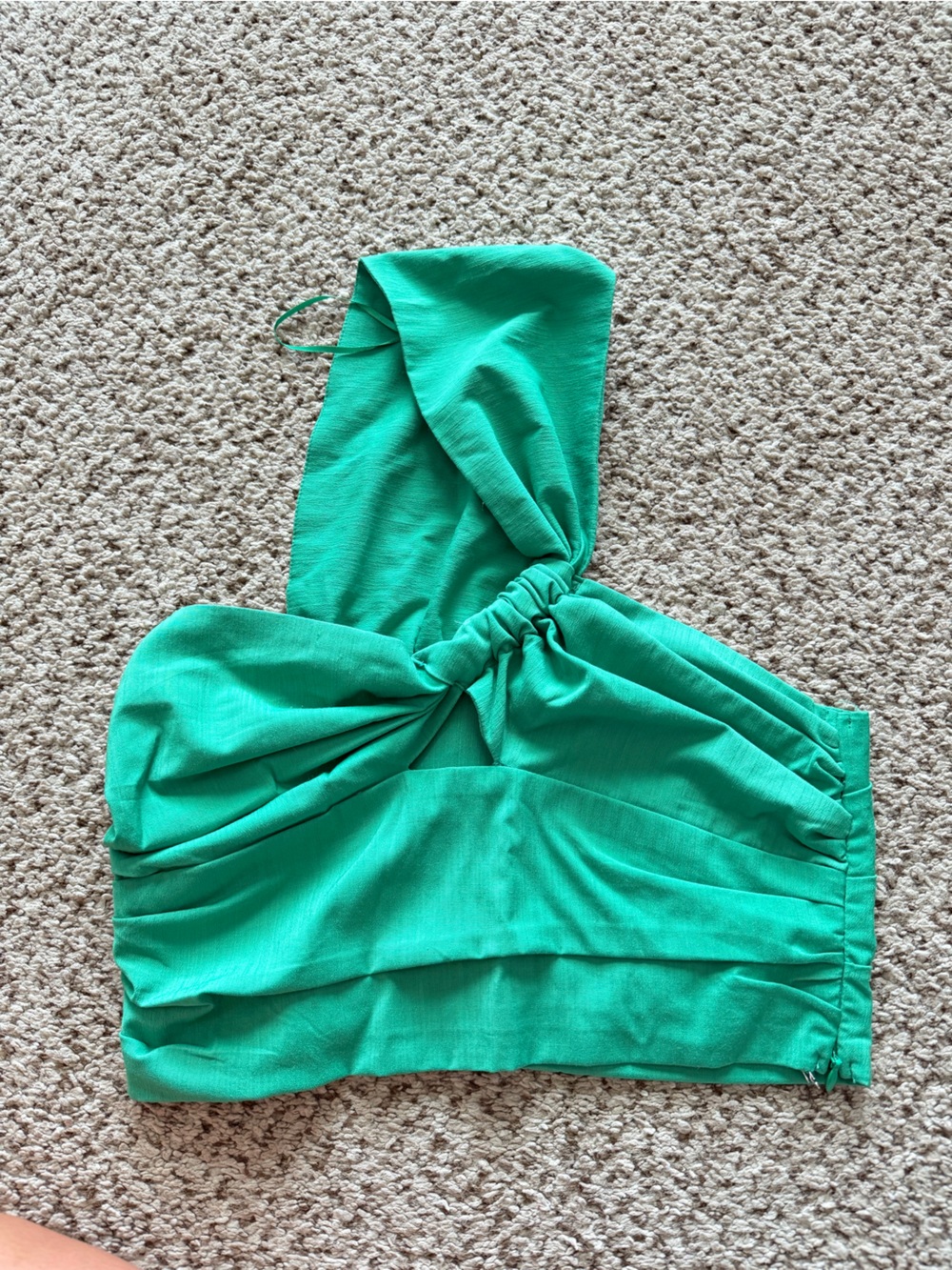 American Threads One-Shoulder Green Crop Top